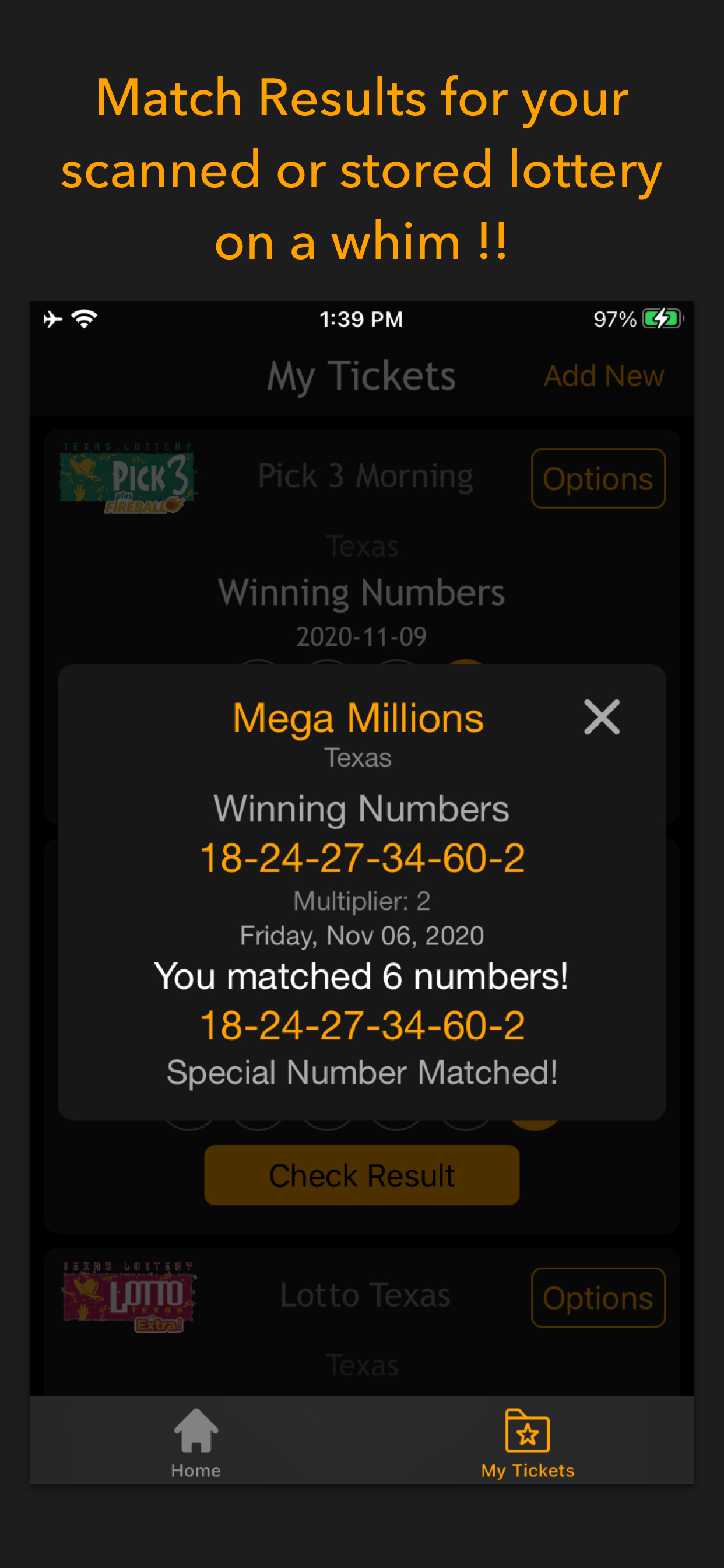 Lottery results-Ticket scanner