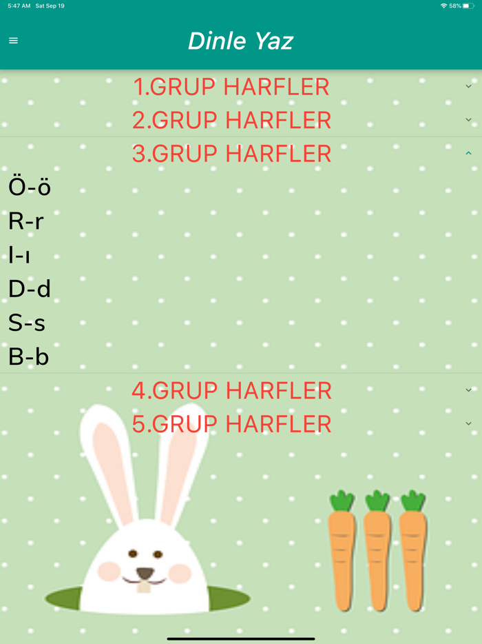 Dinle Yaz Okuma Oyunu