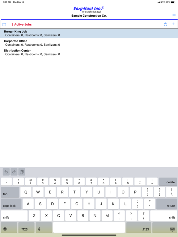 EasyHaul Customer App iPad screenshot 1 - Business app