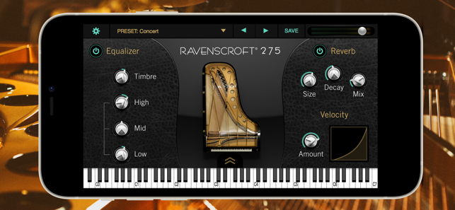 Capture d'écran du piano Ravenscroft 275