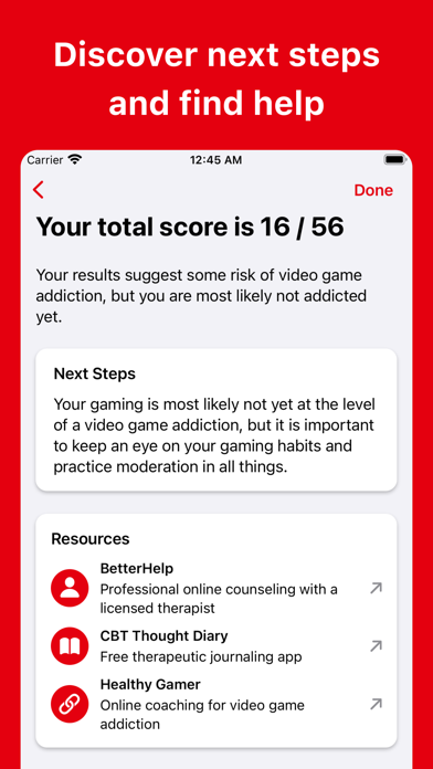 Video Game Addiction Test Screenshot