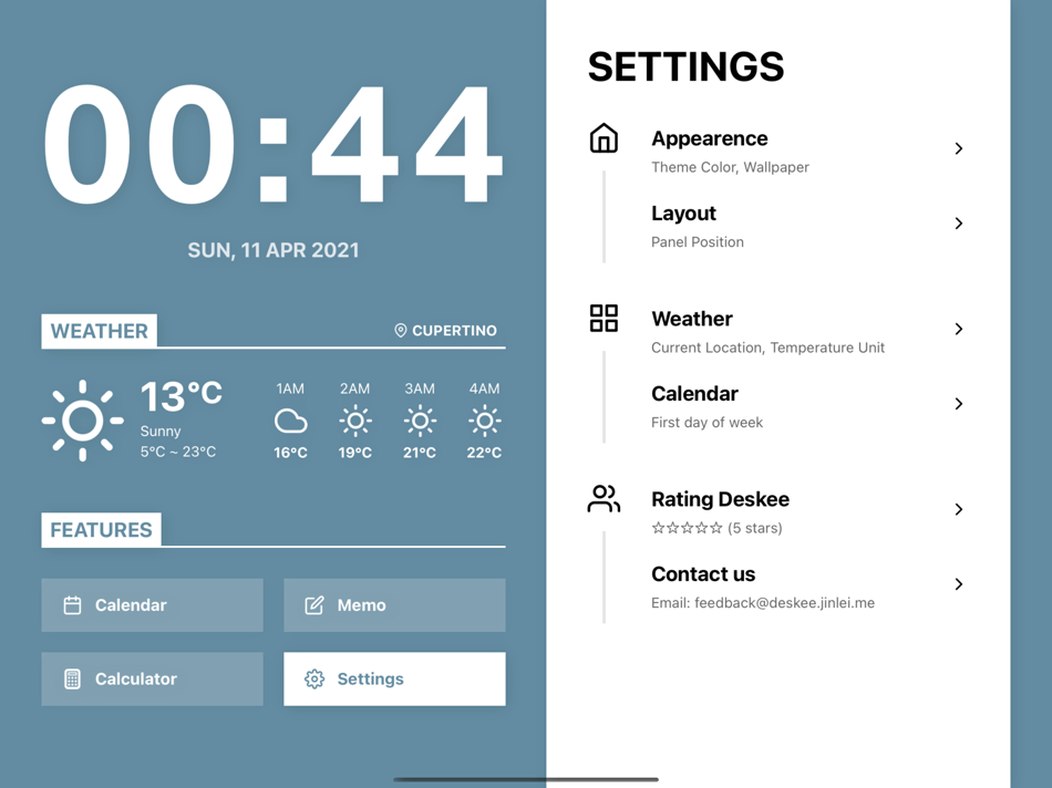 #4. Deskee - Tiny Desk Widgets (iOS) 由: Lei Jin