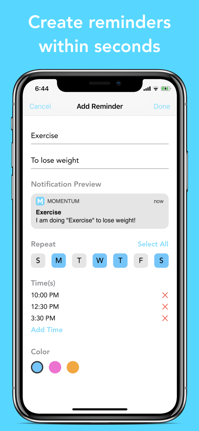 Momentum - Habit Reminders
