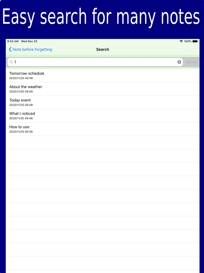 Note before forgetting