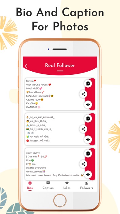 Bio caption & hashtags for IG Screenshot