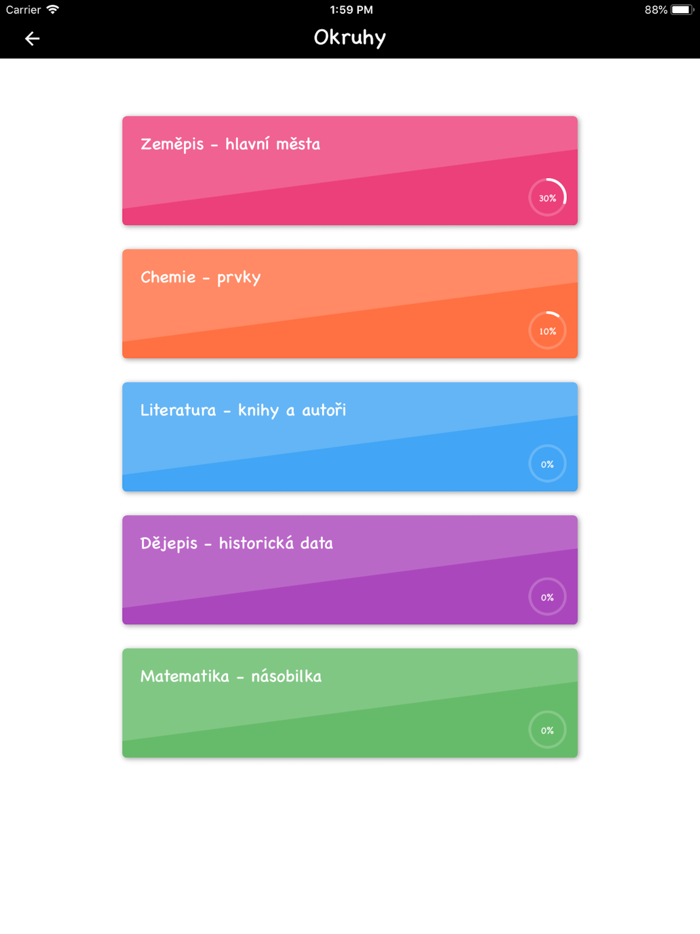 Učivo hrou - kartičky