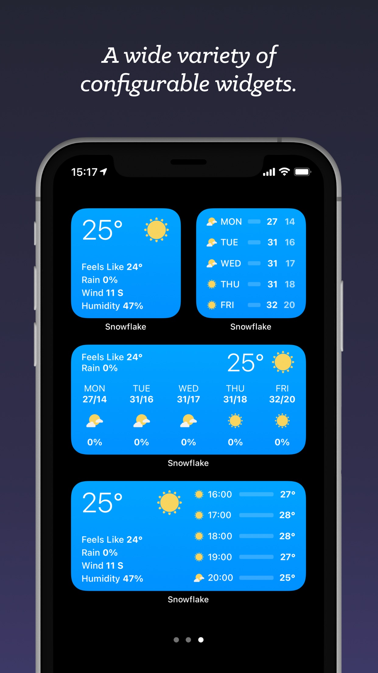 Screenshot do app Snowflake Weather