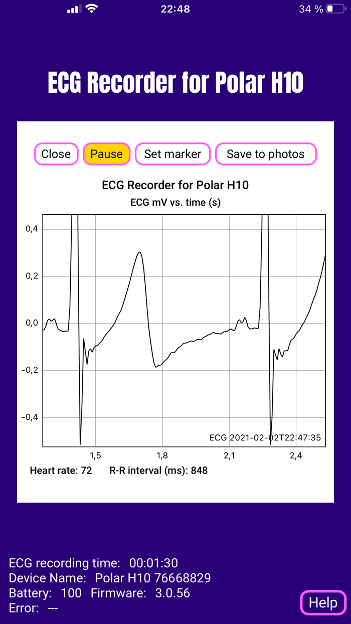 ECG EKG Recorder for Polar H10