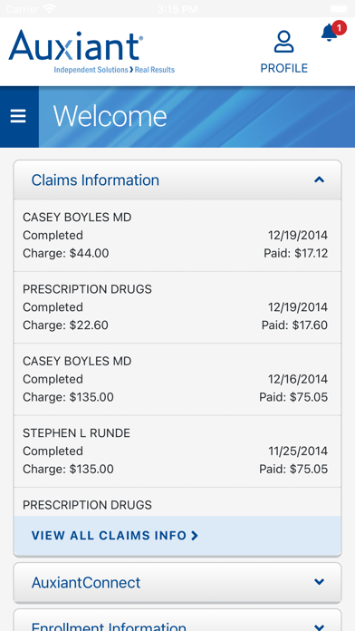 Auxiant Health Screenshot