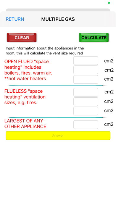 GB Gas Ventilation Calculator Screenshot