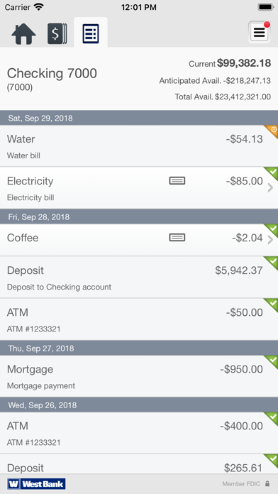 West Bank eCorp Mobile Screenshot