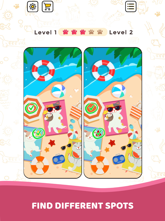 Cat game Find different spots