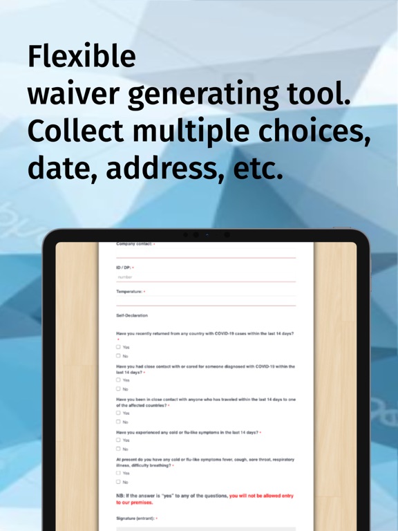 WaiverElectronic-Online Waiver iPad screenshot 5 - Business app