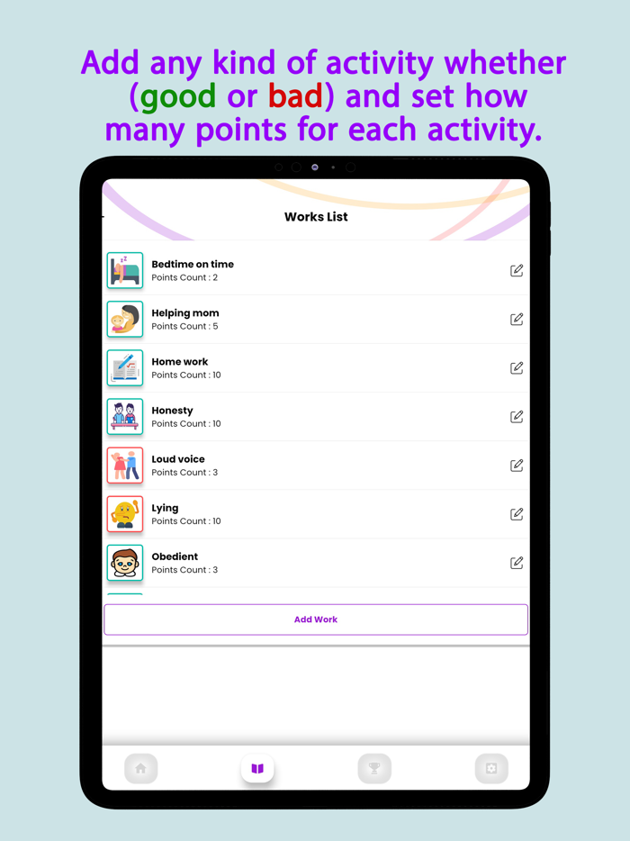 Points-Behavior tasks rewards