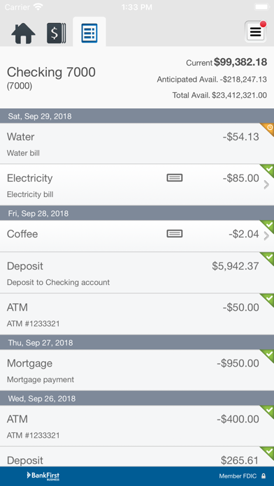 BankFirst Mobile Business Screenshot