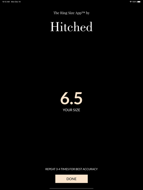 iPad Image of The Ring Size App™ by Hitched