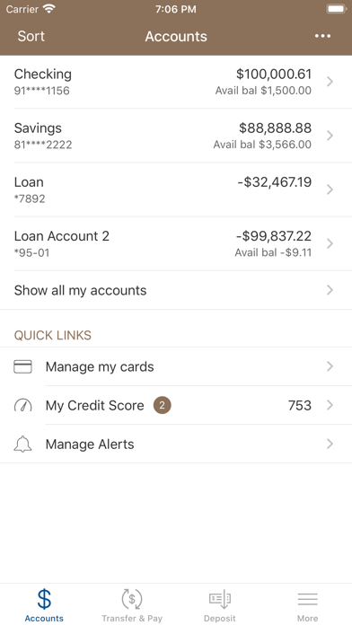 Milford Bank Mobile Banking Screenshot