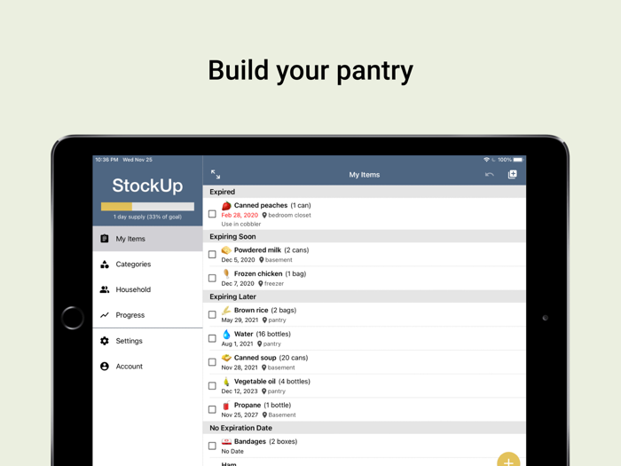 StockUp - food storage tracker