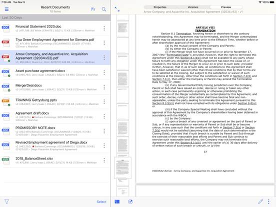 iManage Work 10 For BlackBerry iPad screenshot 3 - Productivity app
