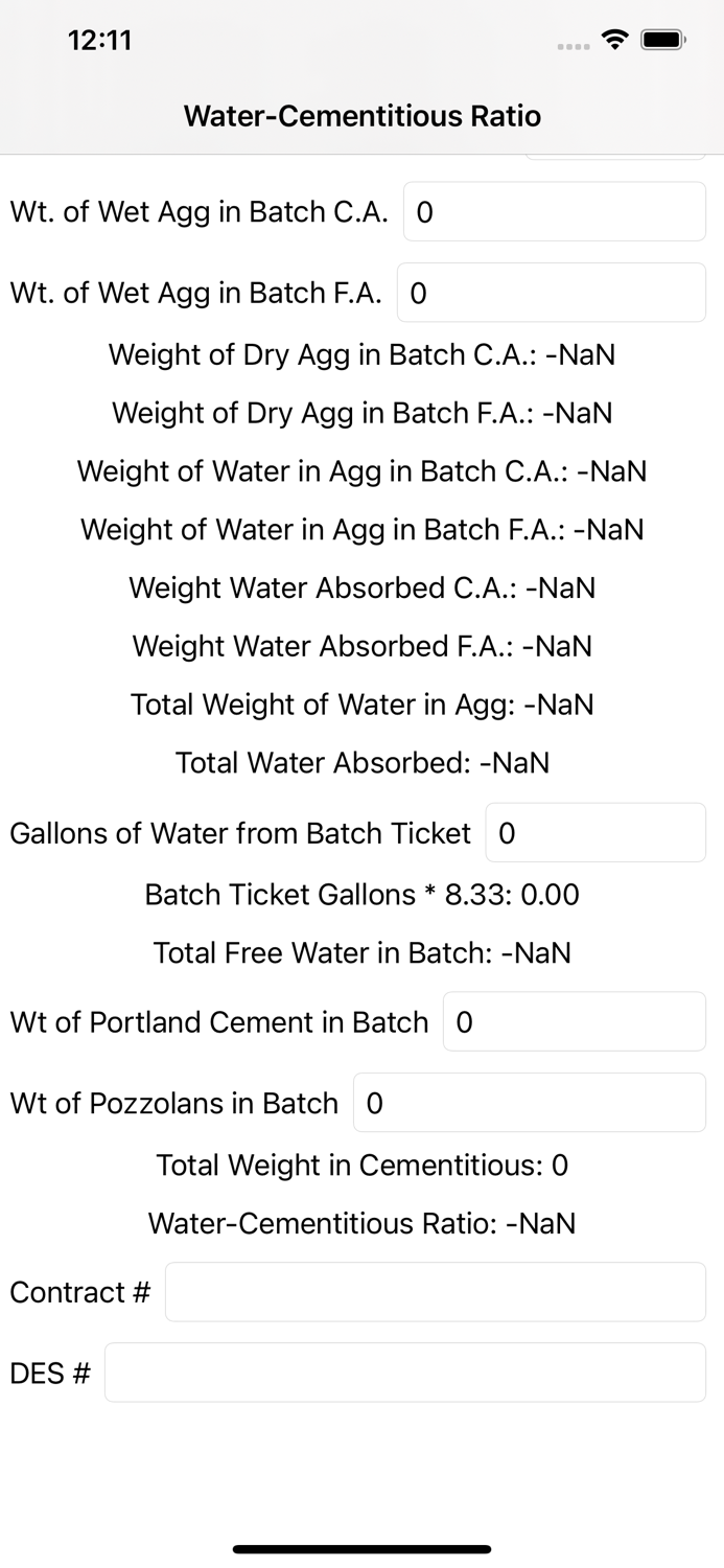 Water Cementitious Ratio