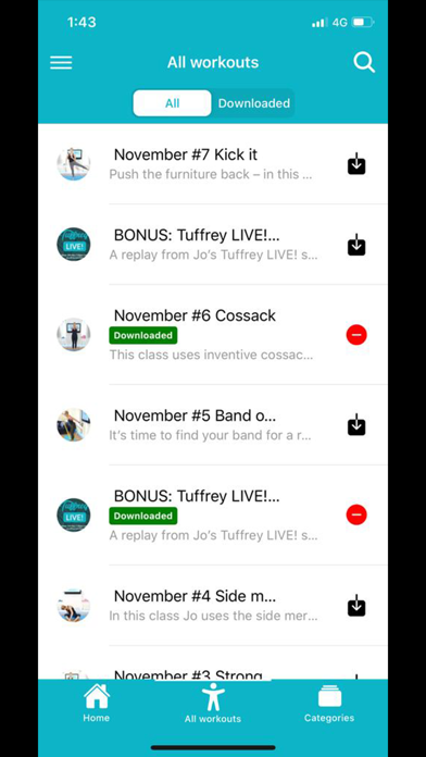 Jo Tuffrey Weekly Workout Club Screenshot