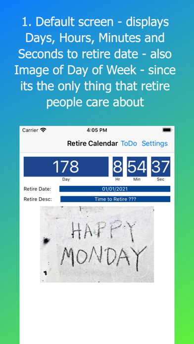 Screenshot #1 pour Retire Calendar