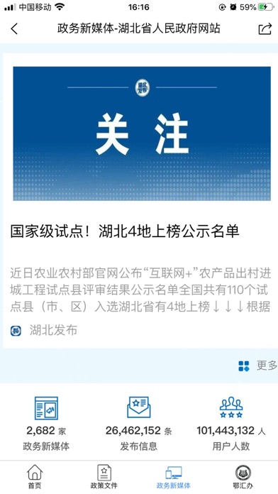 湖北省政府 Screenshot