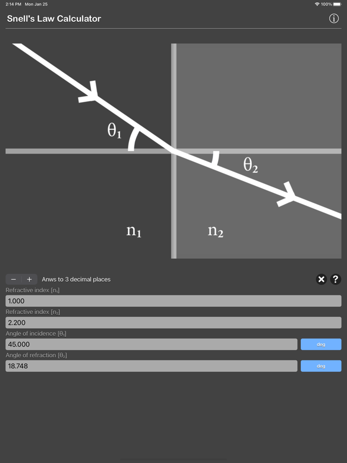 Snell Law Calculator
