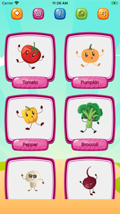 Fruits and Vegetables app Screenshot