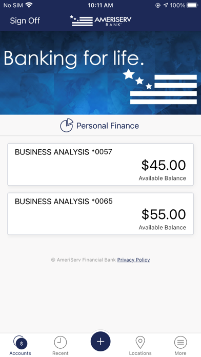 AmeriServ Banking Screenshot