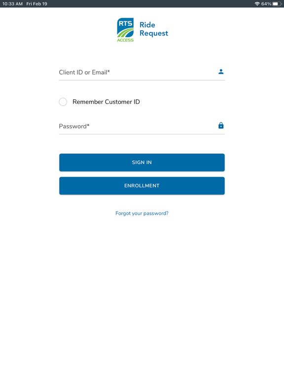 RTS Access Ride Request