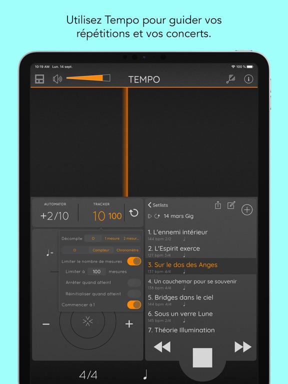 Screenshot #6 pour Tempo Métronome avec Setlists