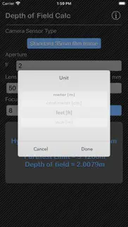 depth of field calculator iphone screenshot 3