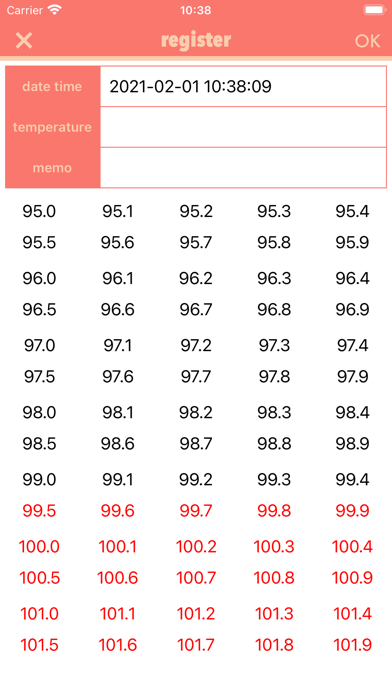 BodyRec - Temperature Record Screenshot