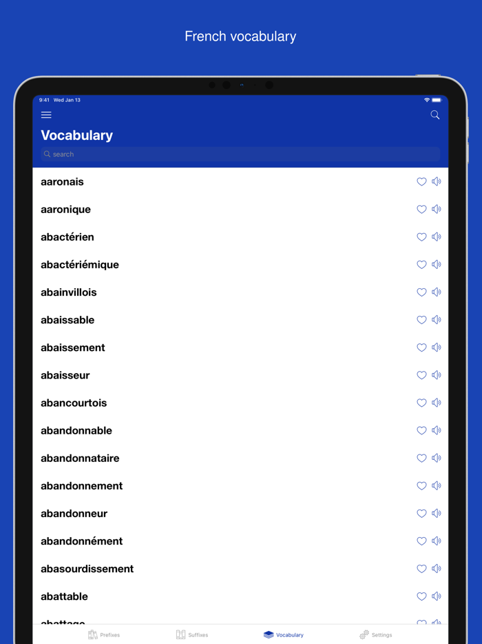 French Word Parts Vocabulary