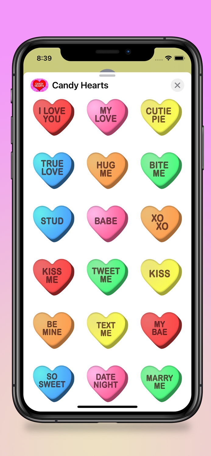 Candy Hearts Fun Stickers
