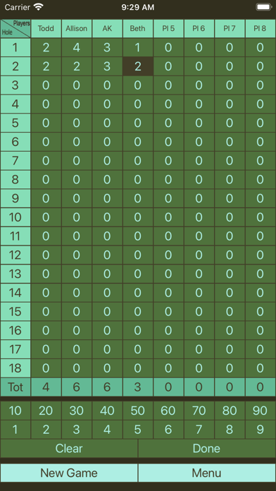 AC - Mini Golf Score Card Screenshot