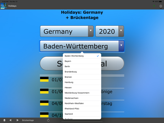 Feiertage nach Bundesländern iPad app afbeelding 2