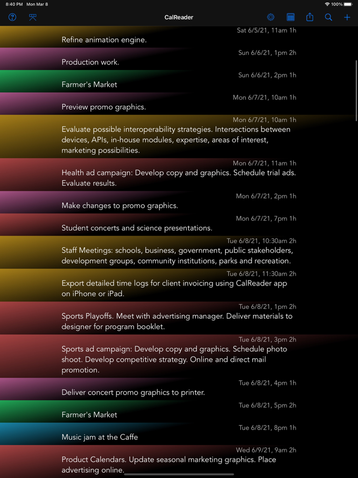 CalReader - Calender logs