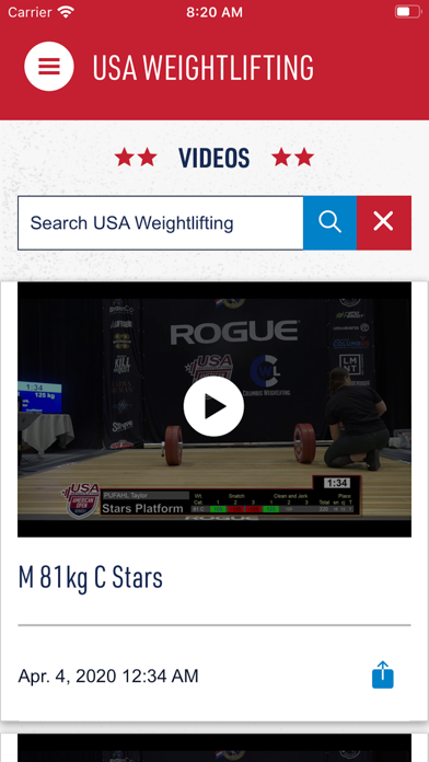 USA Weightlifting App Screenshot