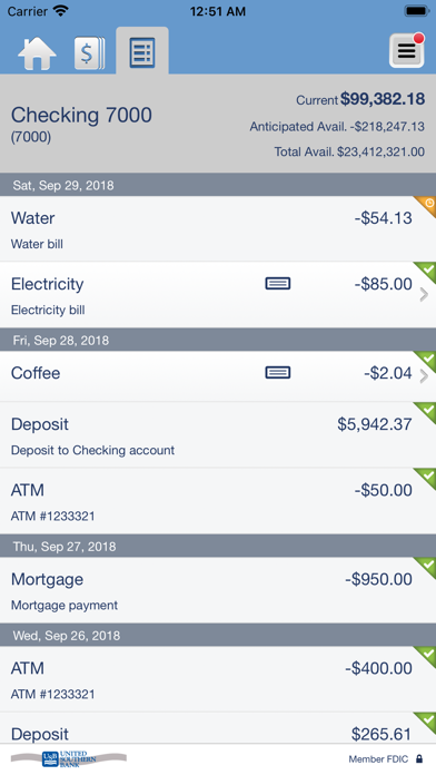 UNITED SOUTHERN BANK BUSINESS Screenshot