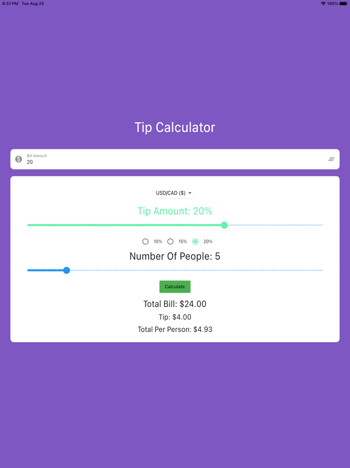Tip Calculator - Split Bills