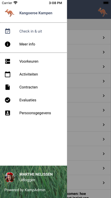 KampAdmin Check In Screenshot