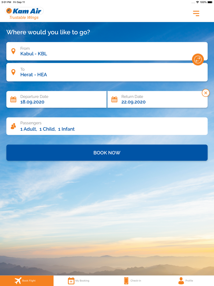 Kam Air Trustable Wings