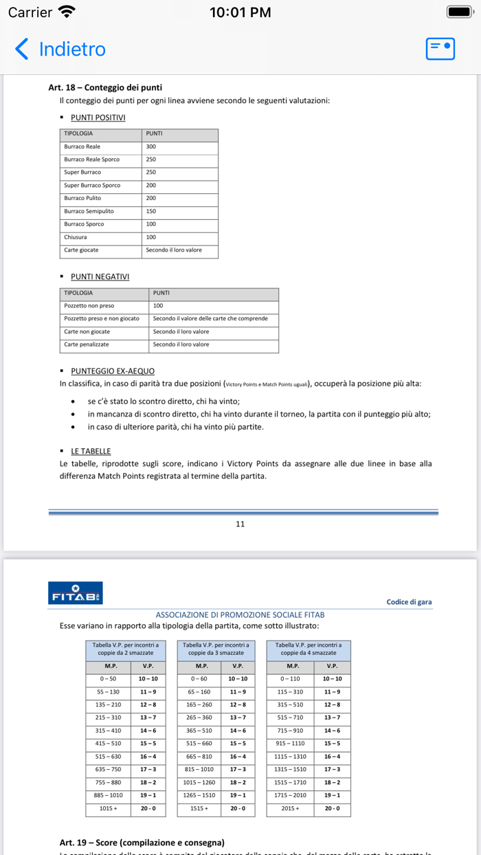 Codice di Gara Burraco