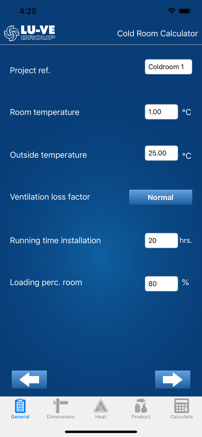 Cold Room Calculator