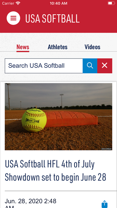 USA Softball Mobile App Screenshot