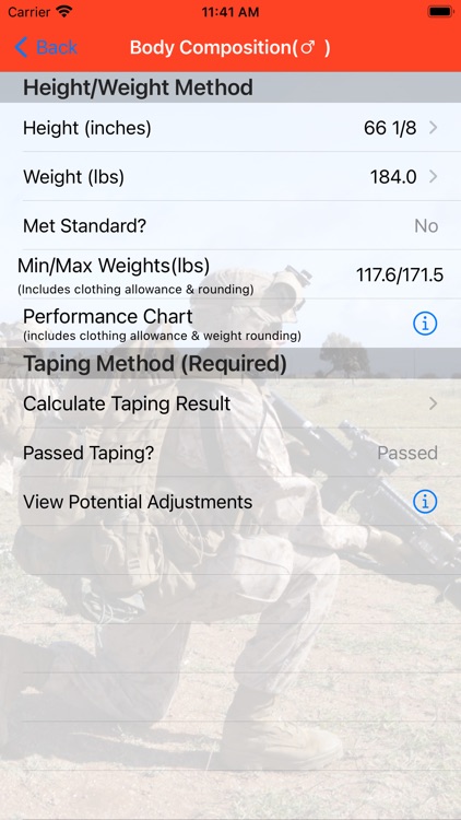 Fitness Calc for Marines screenshot-6