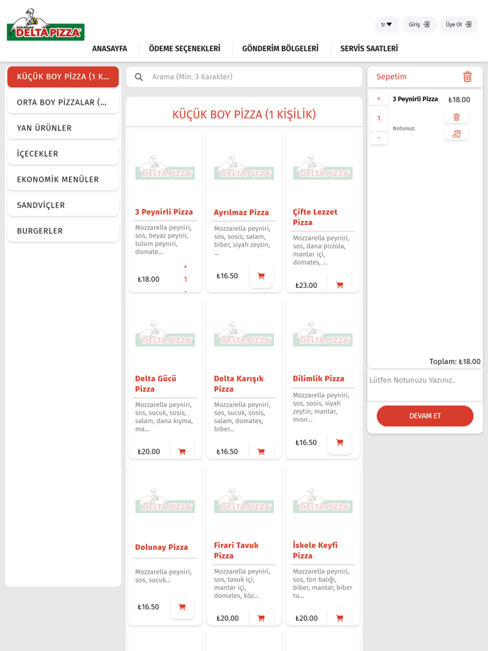 Delta Pizza Sipariş