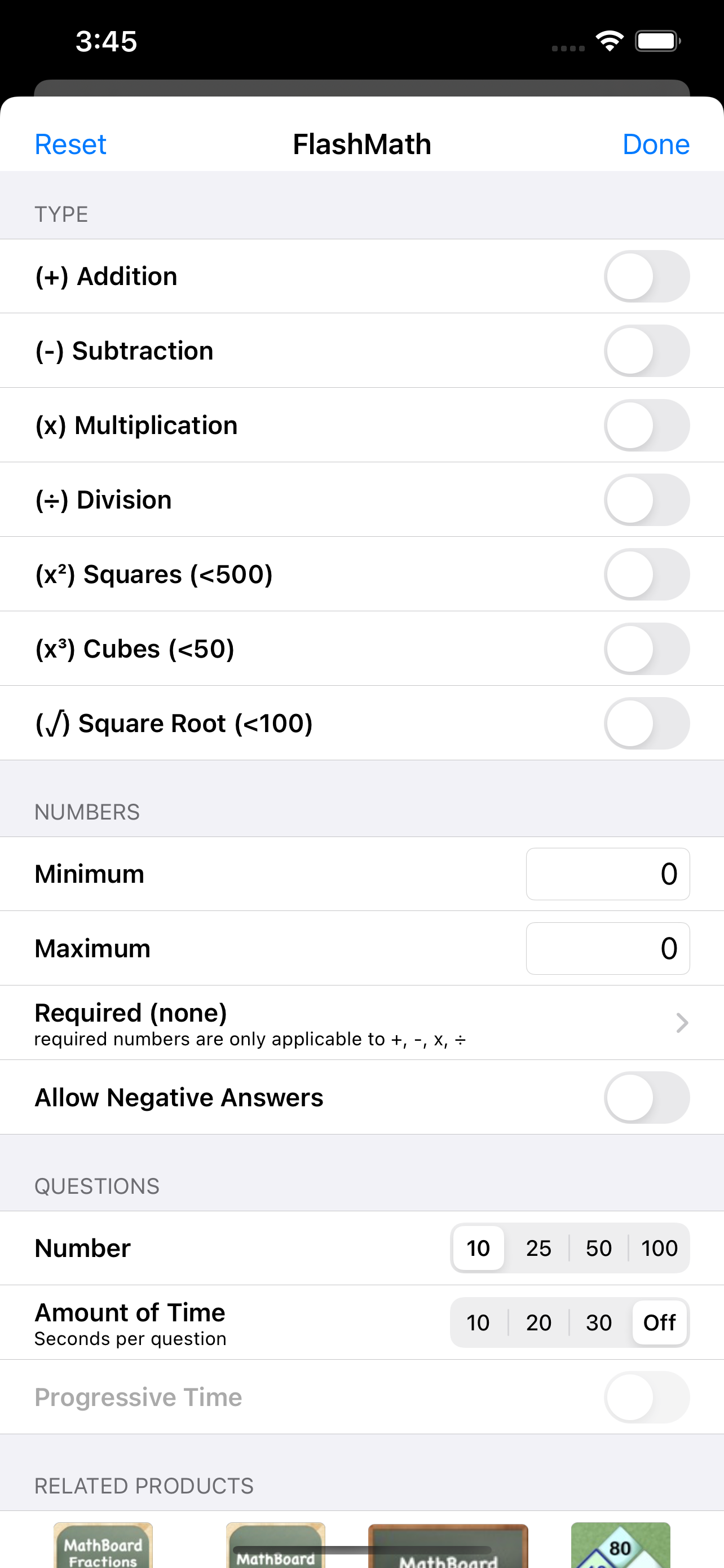 FlashMath (math flash cards) screenshot 1